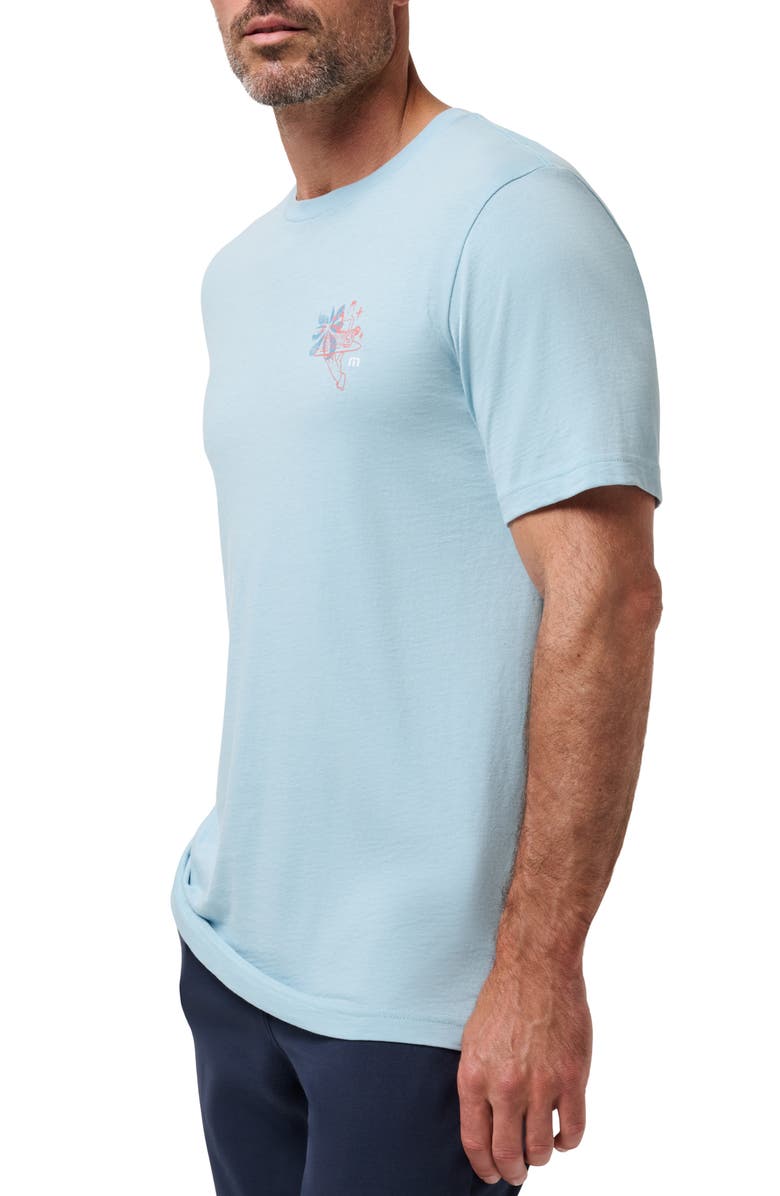 TravisMathew Social Call Graphic T-Shirt, Alternate, color, Forget Me Not