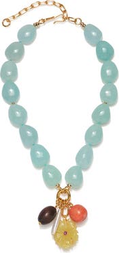 Lizzie Fortunato Cordoba Jade & Freshwater Pearl Charm Necklace