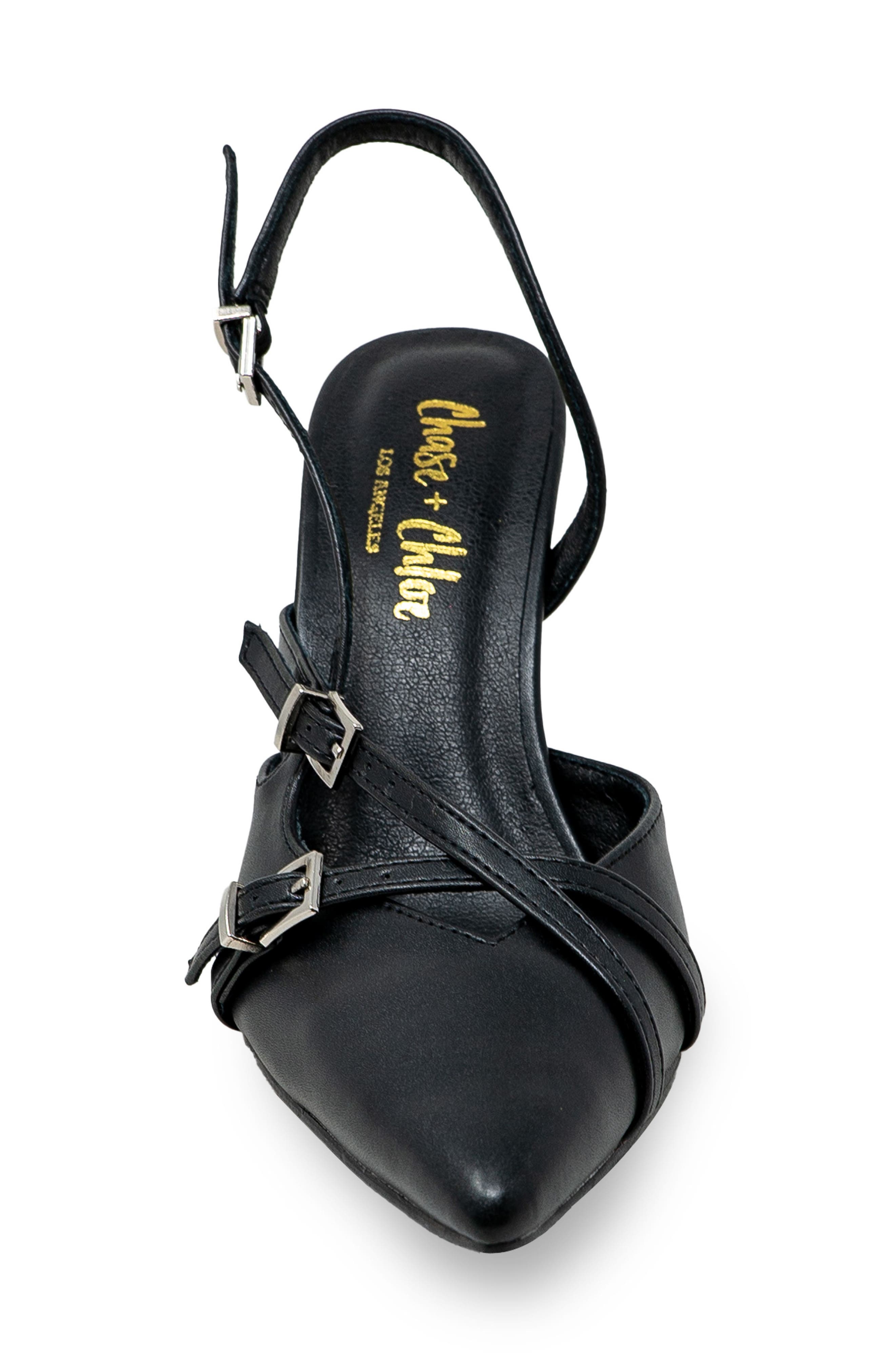 CHASE AND CHLOE Buckle Bands Slingback Pump, Alternate, color, Black