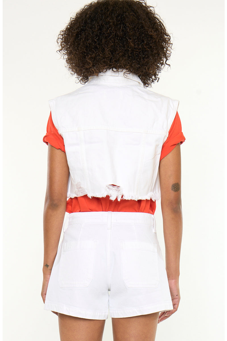 Shay Cropped 90s Denim Vest, Alternate, color, White