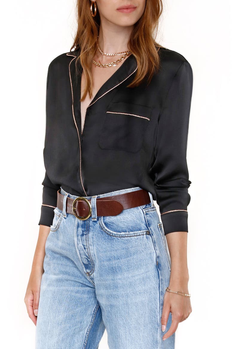 Ariella Satin Top, Alternate, color, BLACK