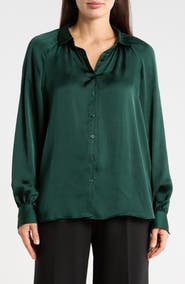 MAX STUDIO Long Sleeve Satin Shirt