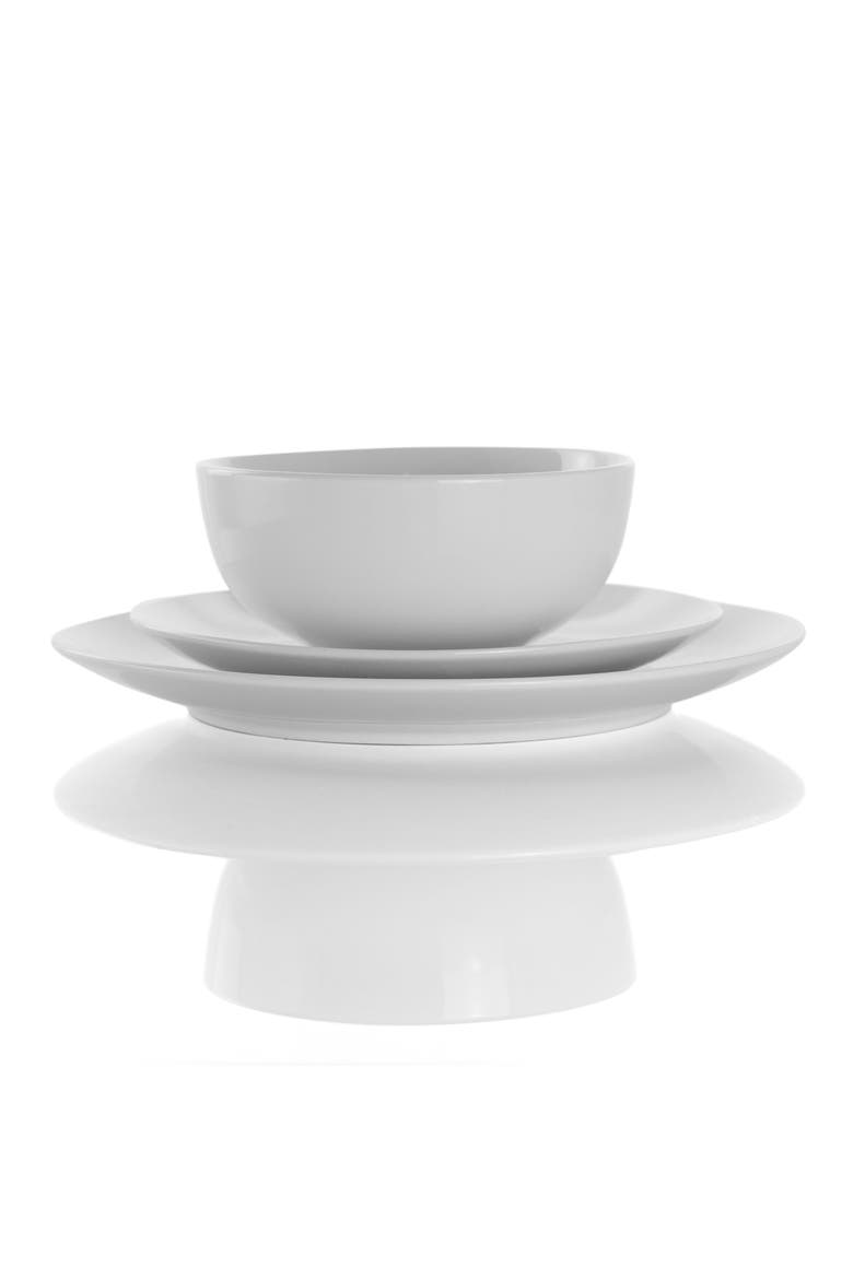 Luna 18 Piece Porcelain Dinnerware Set, Alternate, color, White