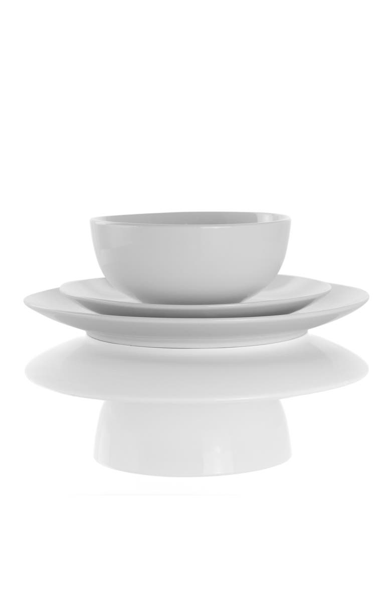 Elama Luna 18 Piece Porcelain Dinnerware Set, Alternate, color, White