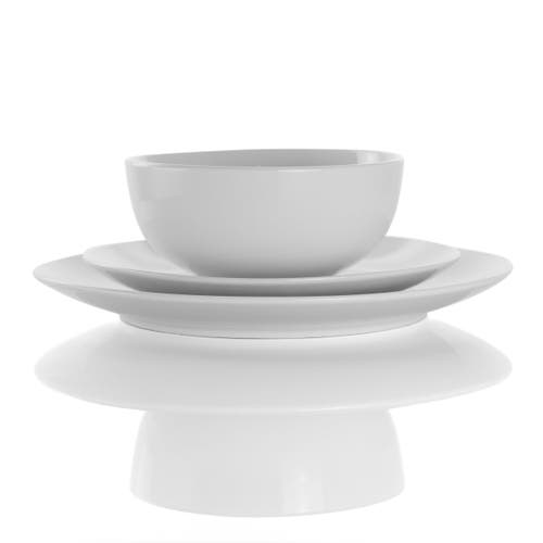 Elama Luna 18 Piece Porcelain Dinnerware Set In White