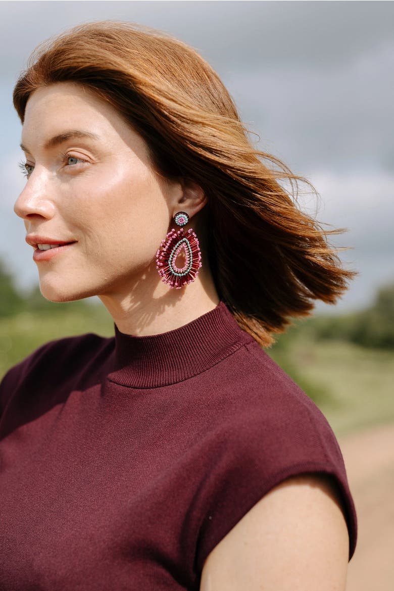 Carnaval Earrings, Alternate, color, Red