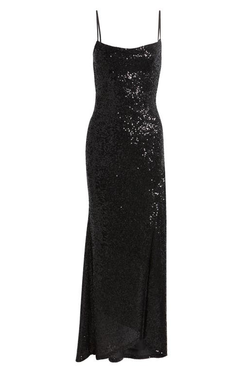 Bp. Tie Back Sequin Gown In Black