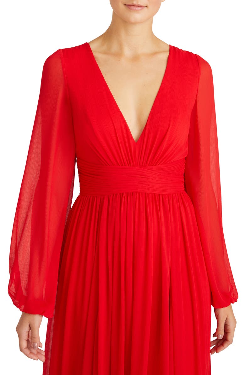 ML Monique Lhuillier Fiona Long Sleeve A-Line Gown, Alternate, color, 