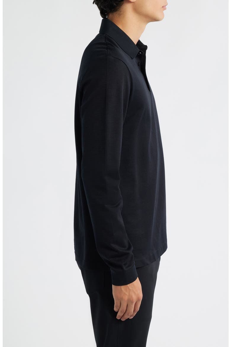 Pado Long Sleeve Cotton Polo, Alternate, color, BLACK