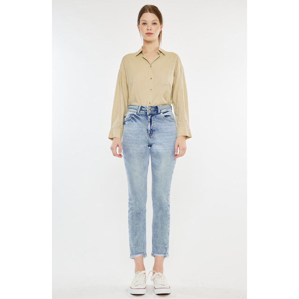 Kancan Cadence Ultra High Rise Slim Straight Leg Jeans In Blue
