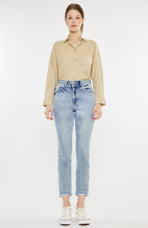 Kancan Cadence Ultra High Rise Slim Straight Leg Jeans In Blue
