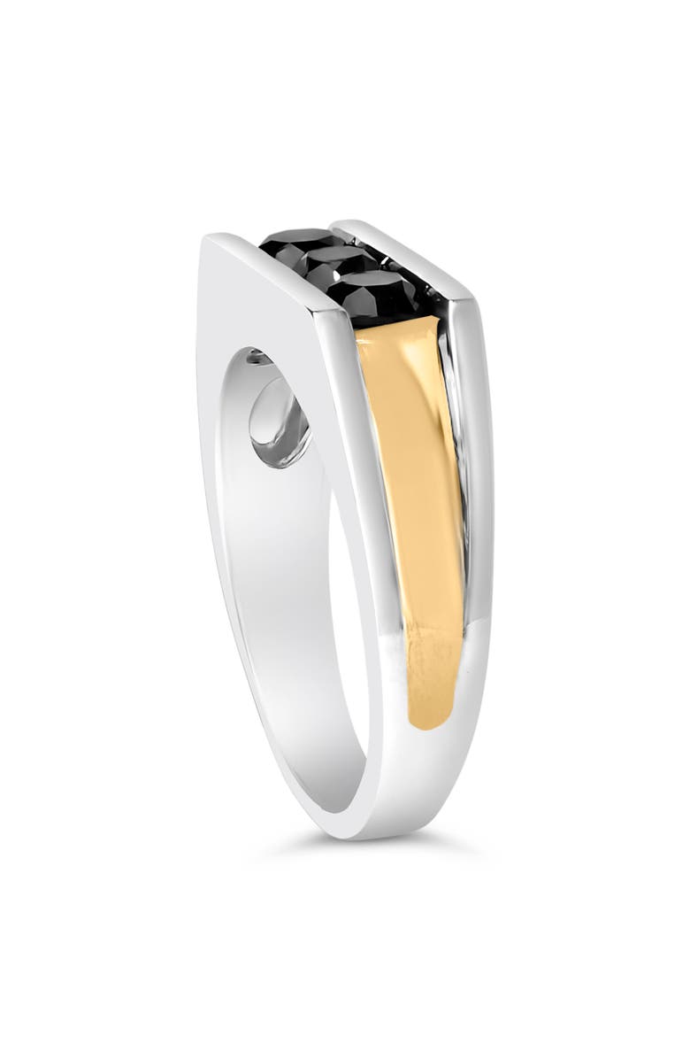 Haus of Brilliance Men's 14K Yellow Gold Plated Sterling Silver 1-1/2 Cttw Black Diamond Channel Set Band Ring, Alternate, color, Yellow Gold Over Silver