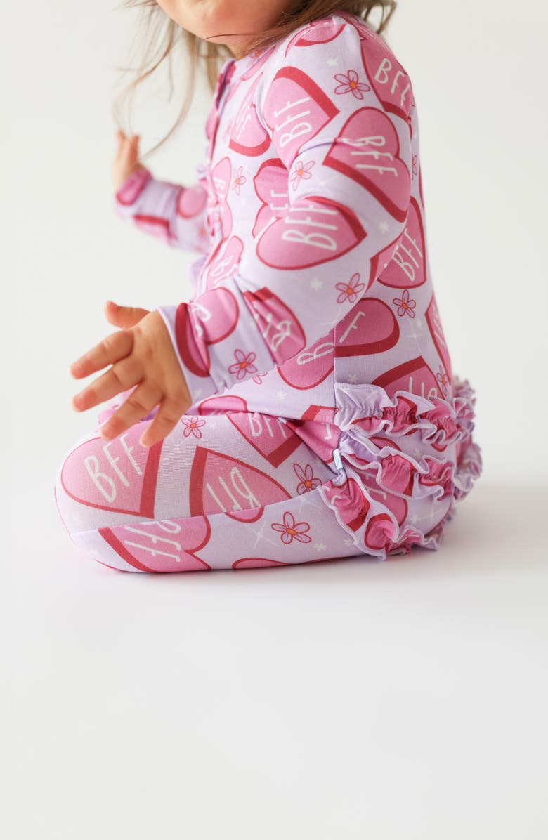 Posh Peanut Besties Ruffle Footie, Alternate, color, Purple