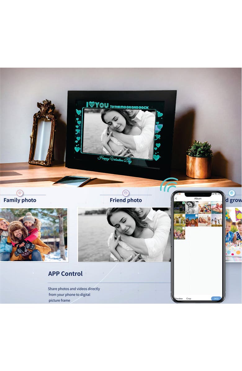 Eco4Life WiFi RGB Lighting Digital Photo Frame 10.1", Alternate, color, Black