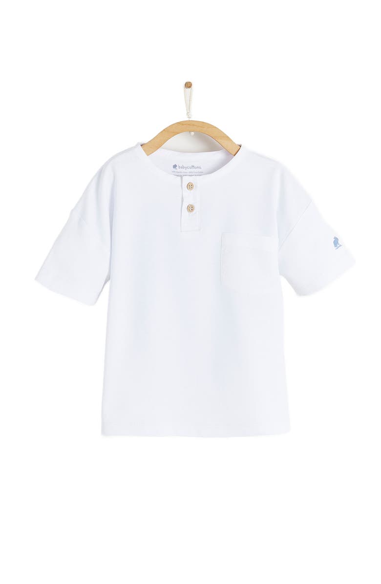 Babycottons Premium Peruvian Pima Cotton Essentials Mandarin Collar T-Shirt for Toddler, Main, color, White