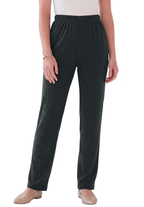 Plus Size Soft Knit Relaxed Pull-On Straight Leg Pant