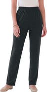 Roaman's Plus Size Soft Knit Relaxed Pull On Straight Leg Pant
