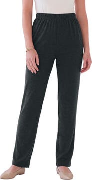 Roaman's Plus Size Soft Knit Relaxed Pull-On Straight Leg Pant