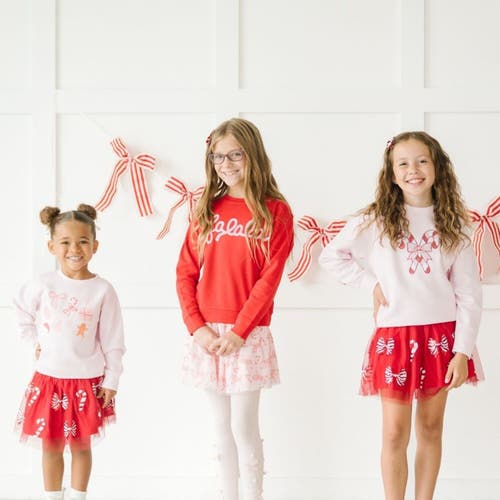 Sweet Wink Falala Patch Christmas Sweatshirt In Red