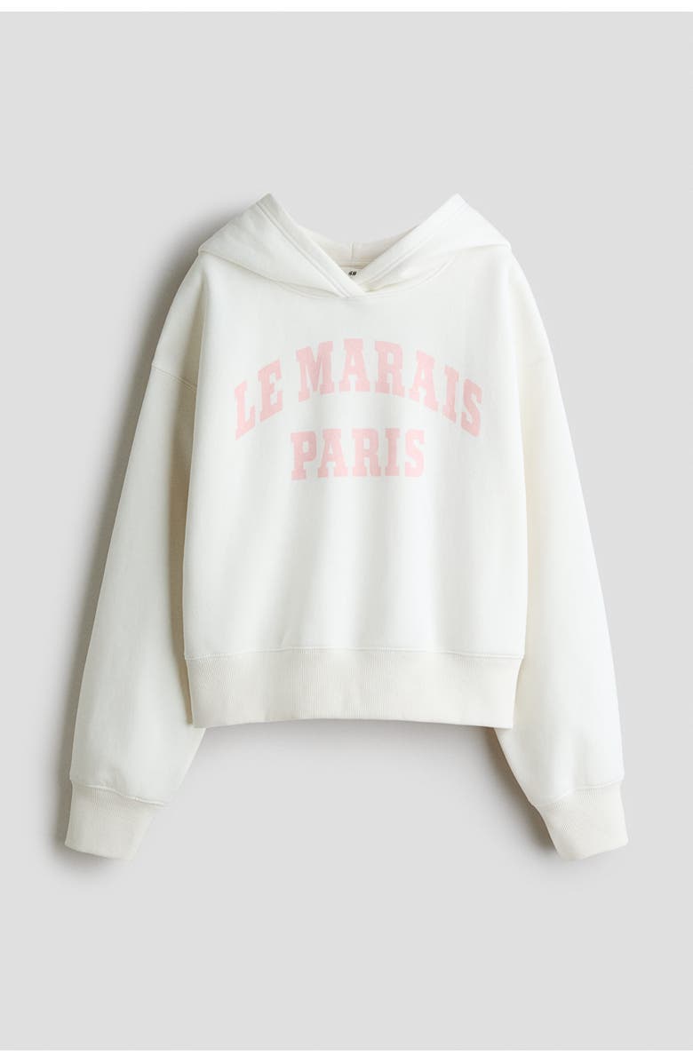 H&M Oversized Motif-detail Hoodie, Main, color, White/Le Marais