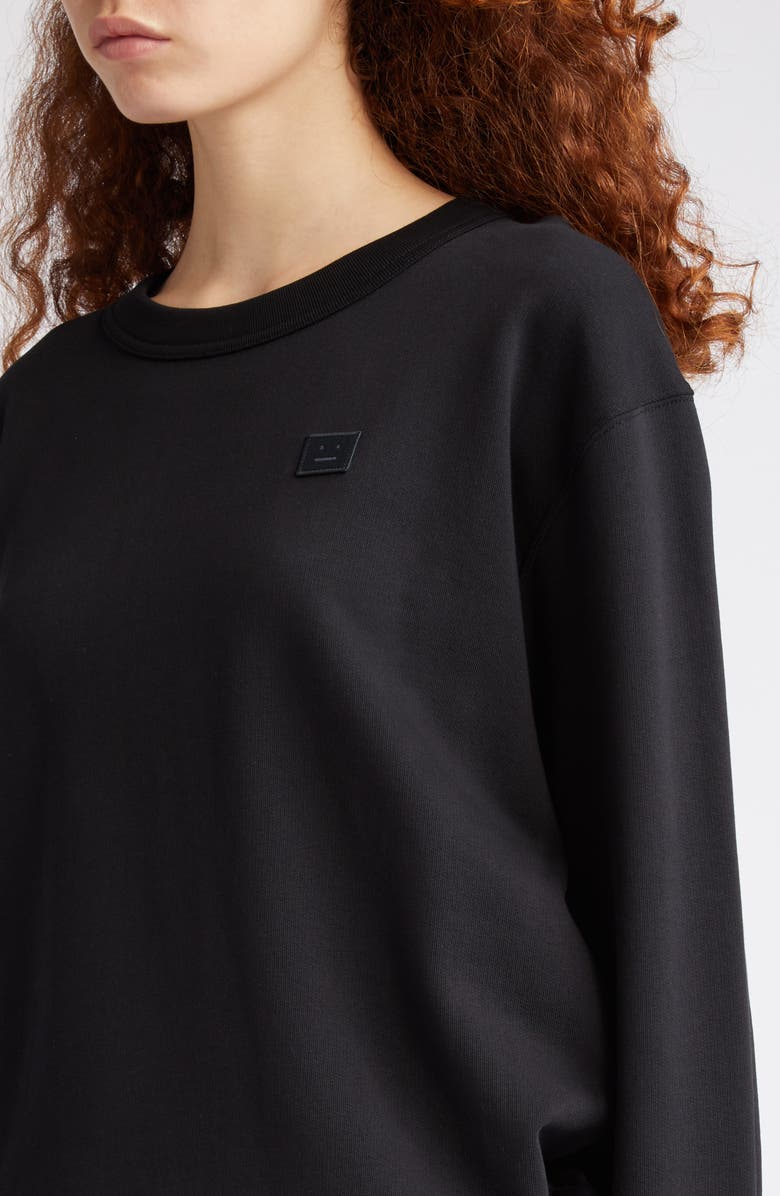 Acne Studios Fairah Face Patch Oversize Cotton Sweatshirt, Alternate, color,