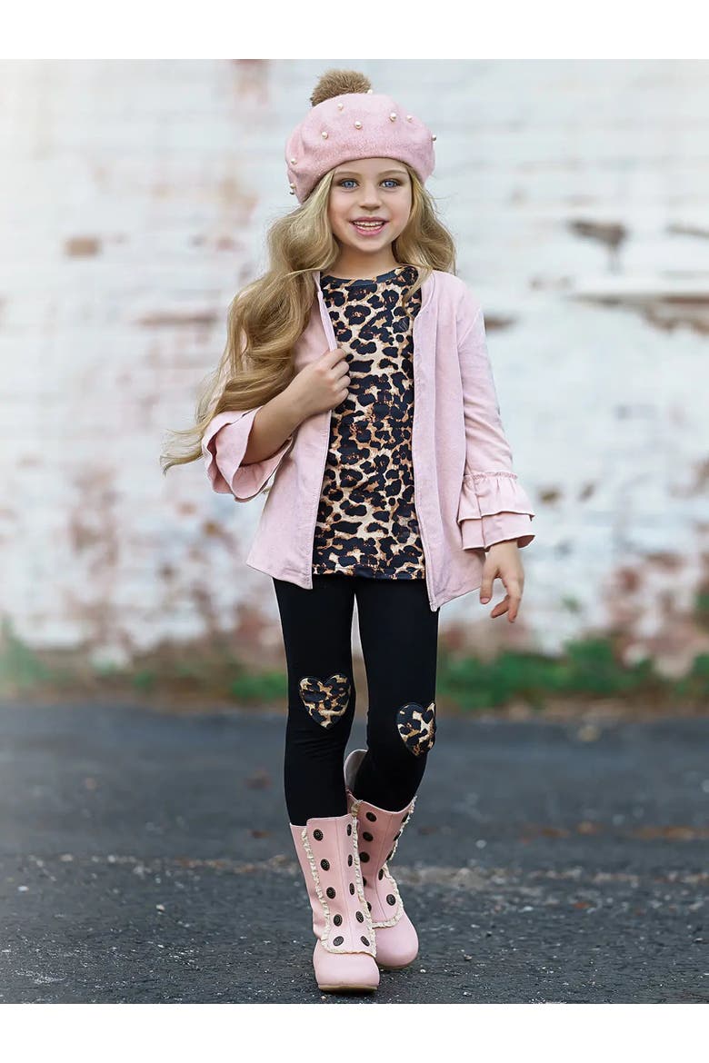 Making Boss Moves Cute Top, Leggings and Jacket Set, Alternate, color, Pink