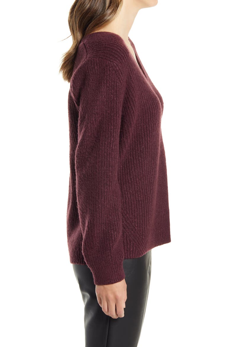 Balloon Sleeve Sweater, Alternate, color, BURGUNDY STEM