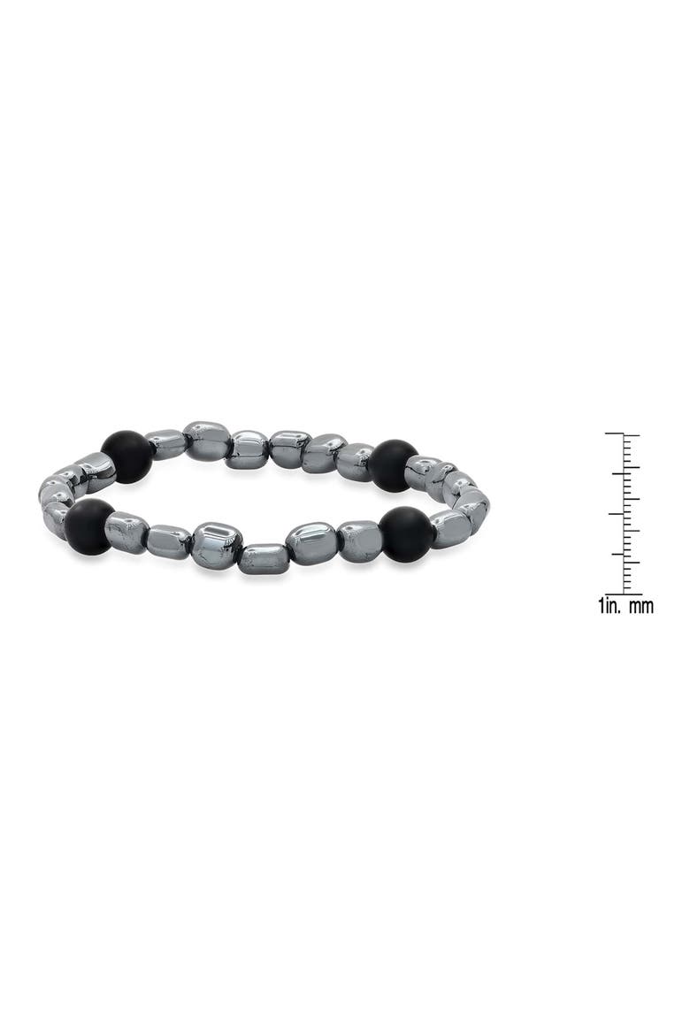 Men's Hematite and Black Lava Bead Stretch Bracelet, Alternate, color, BLACK