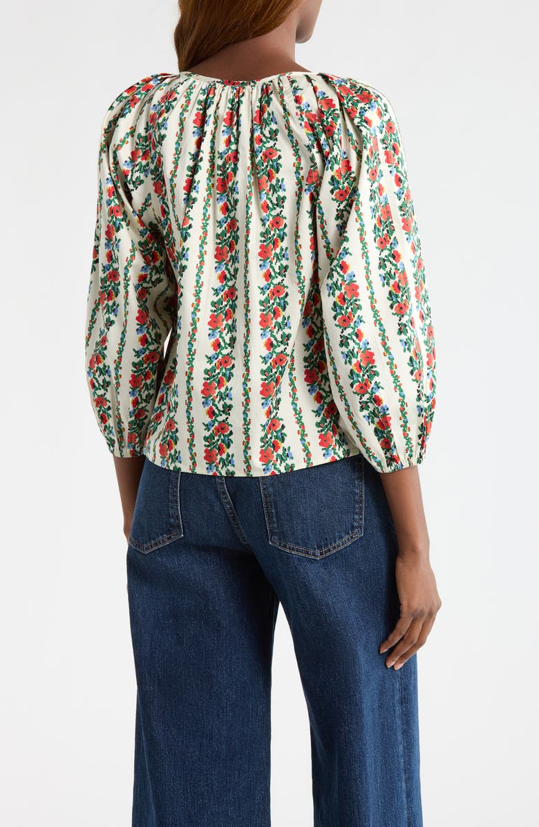 THE GREAT. The Chariot Floral Cotton Peasant Top, Alternate, color, Tapestry Floral