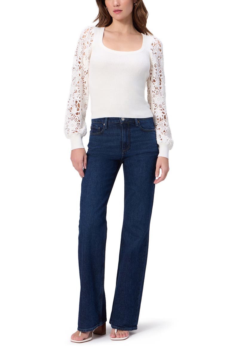 PAIGE Maya Lace Sleeve Sweater, Alternate, color, Ivory