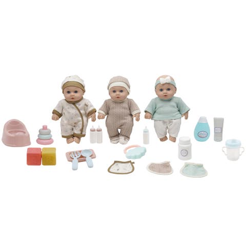 14" Baby Doll Triplets Care Playset With Accessories