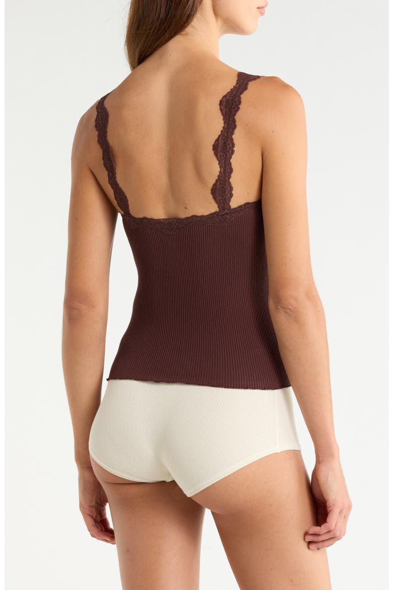Spring Fever Rib Lace Trim Camisole, Alternate, color, CHOCOLATE