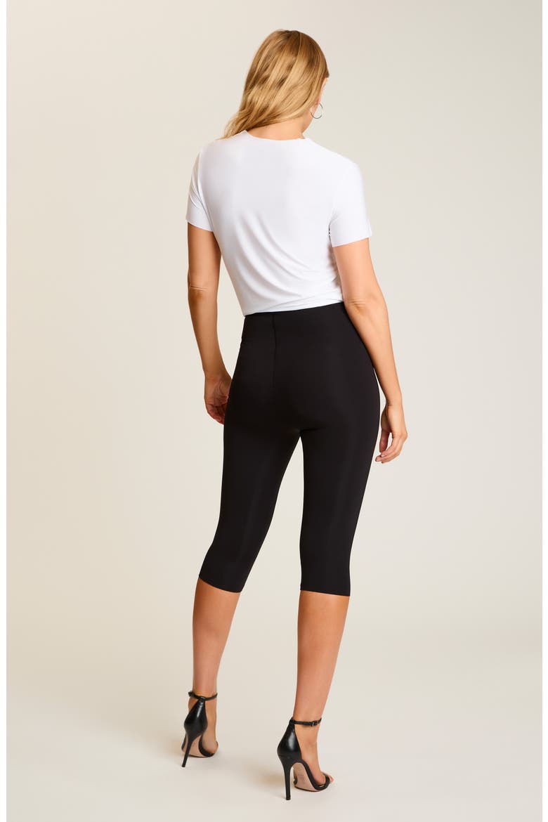 Neoprene Capri Leggings, Alternate, color, BLACK