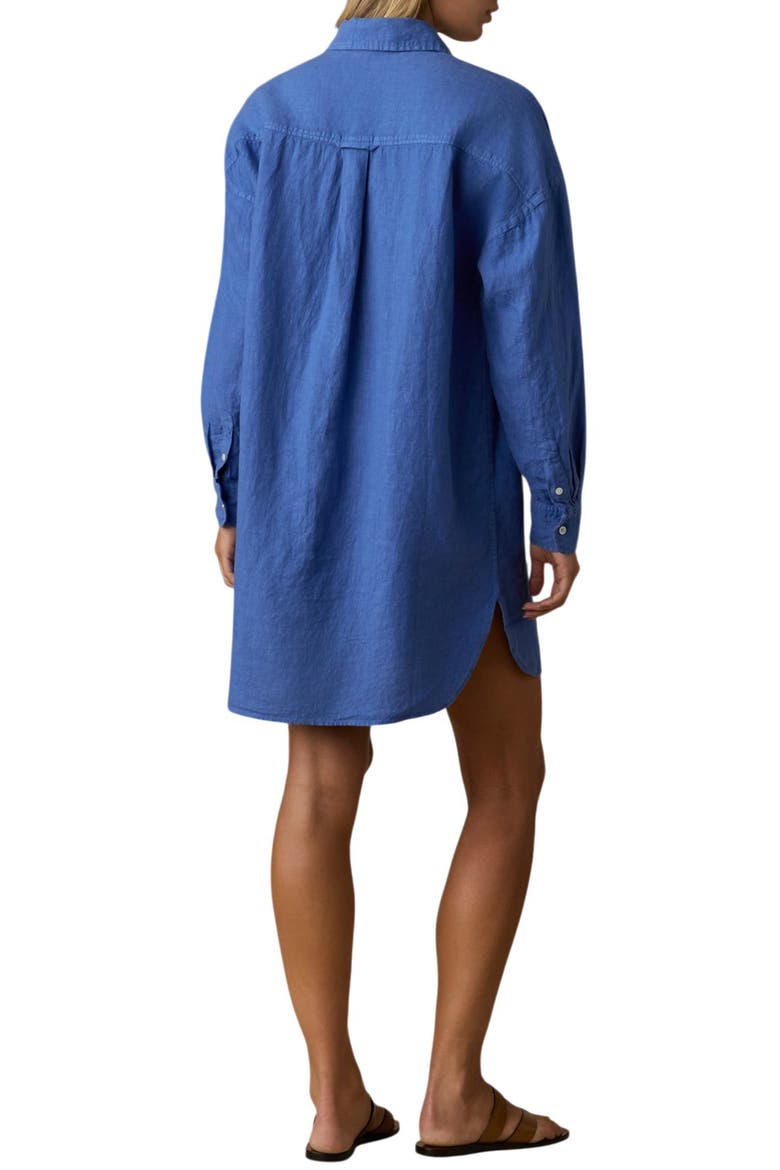 Laguna Kova Long Sleeve Linen Shirtdress, Alternate, color, PARADISE BLUE