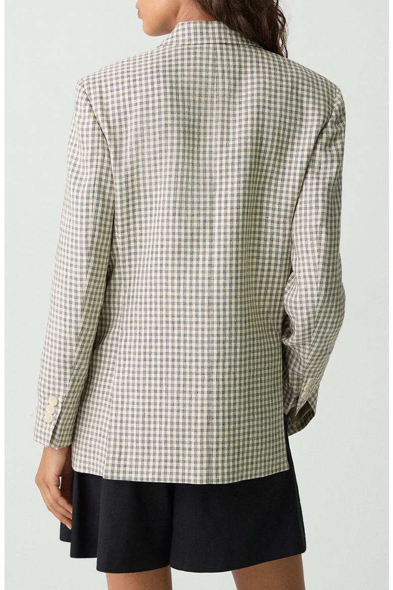Check Linen Blend Blazer, Alternate, color, CREAM/ GREY MULTI