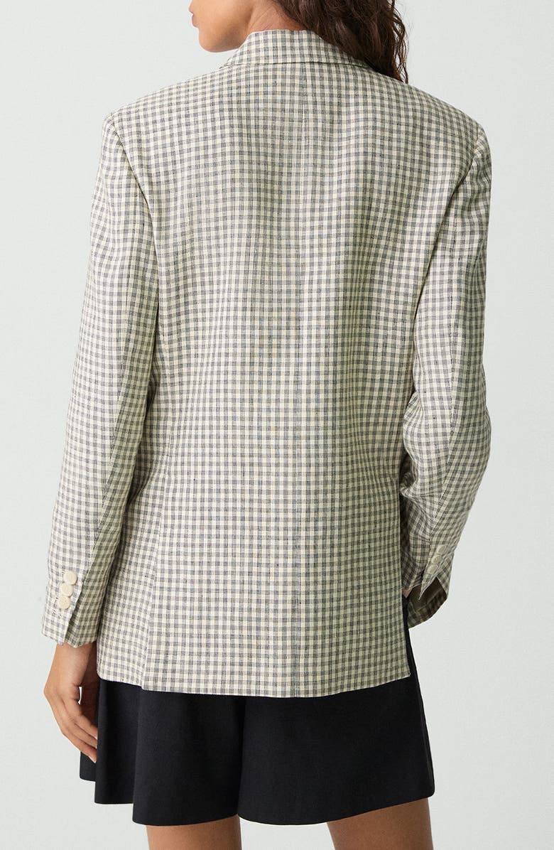 Theory Check Linen Blend Blazer, Alternate, color, Cream/ Grey Multi