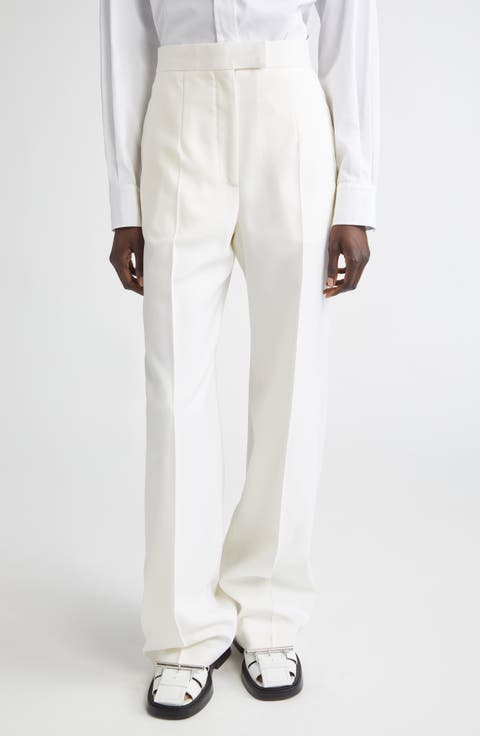 Wool Gabardine Wide Leg Pants