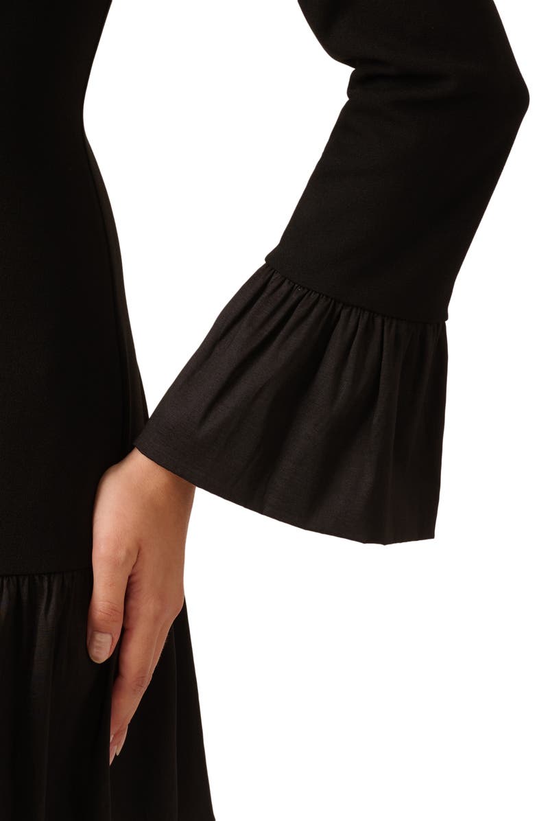 Adrianna Papell Long Sleeve Crepe & Taffeta Minidress, Alternate, color, 