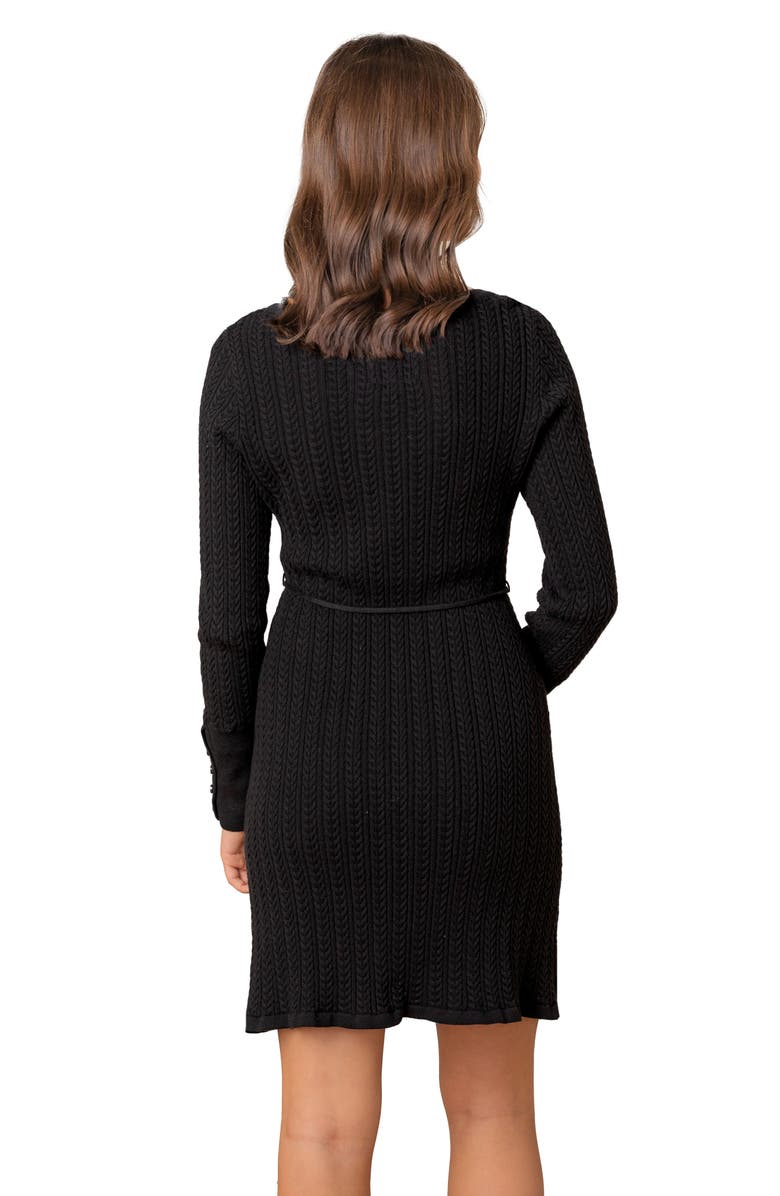 Hope & Henry Organic Square Neck Cable Sweater Dress, Alternate, color, Black