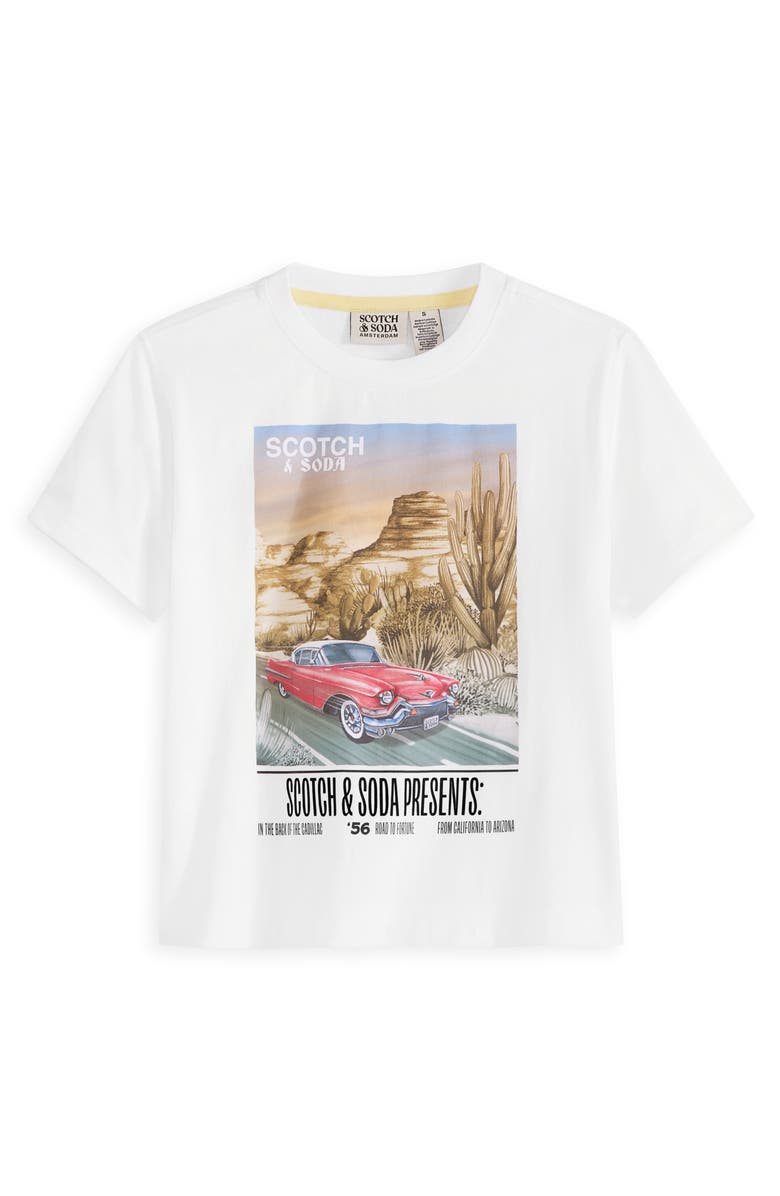 Scotch & Soda Kids' Cadillac Jersey Graphic T-Shirt & Fleece Shorts Set, Alternate, color, White Traditional