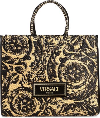Versace Extra Large Athena Barocco Raffia Tote | Nordstrom