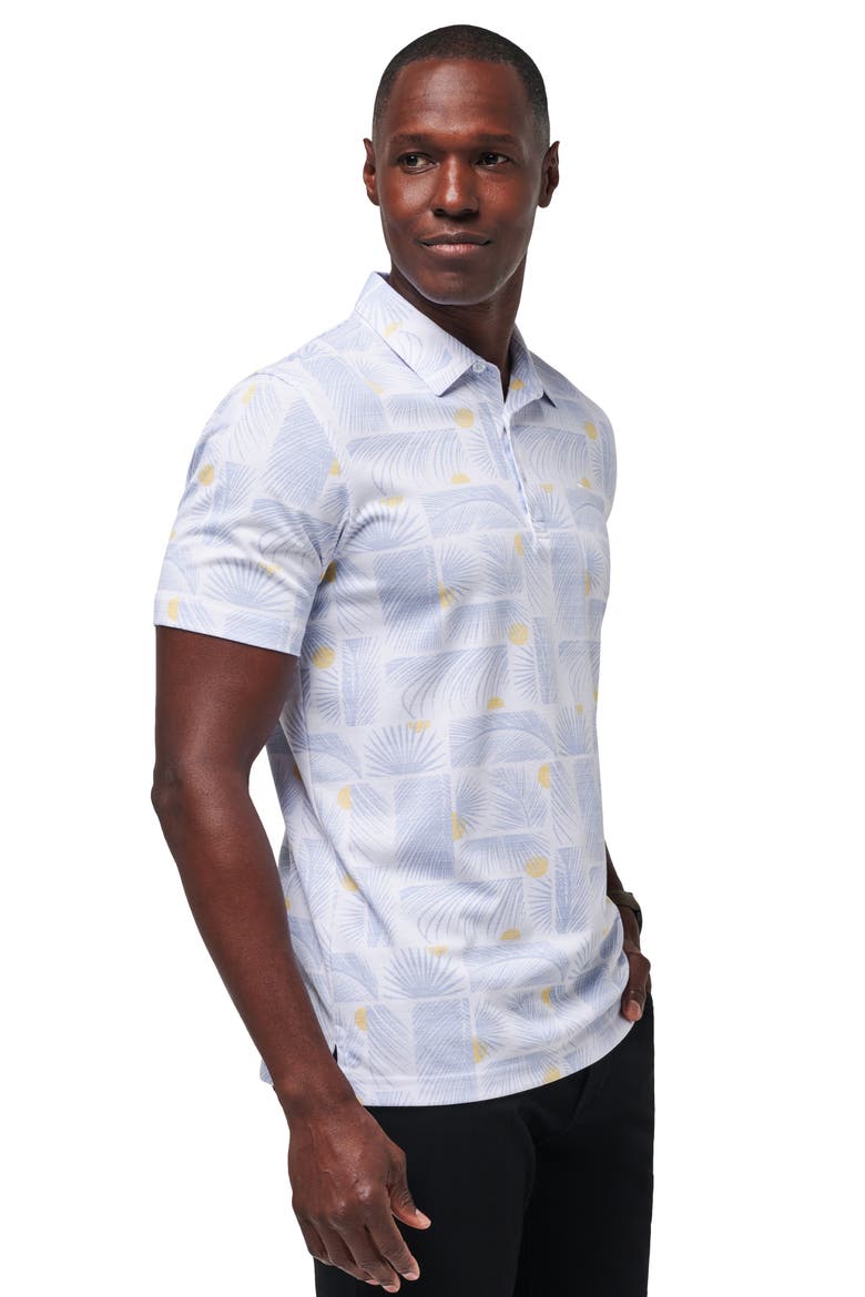 Sun Guilt Leaf Print Piqué Polo, Alternate, color, WHITE