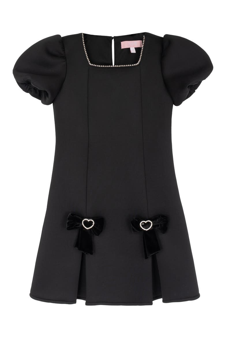 Kids' Pearl Trim Scuba Dress, Main, color, BLACK