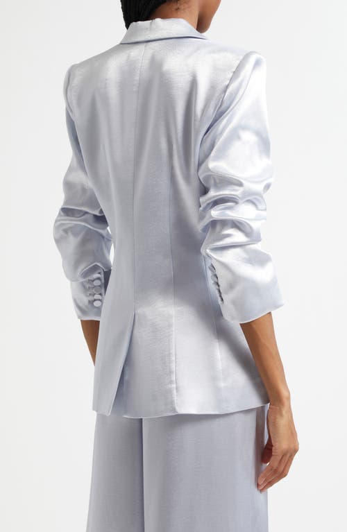 Cinq À Sept Cheyenne Hammered Satin Scrunch Sleeve Jacket In Silver