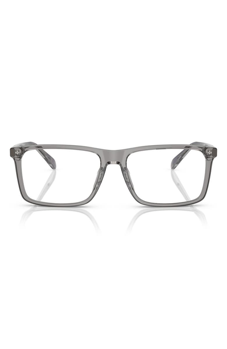 COACH 58mm Rectangle Optical Glasses, Main, color, Transparent Grey / Demo Lens