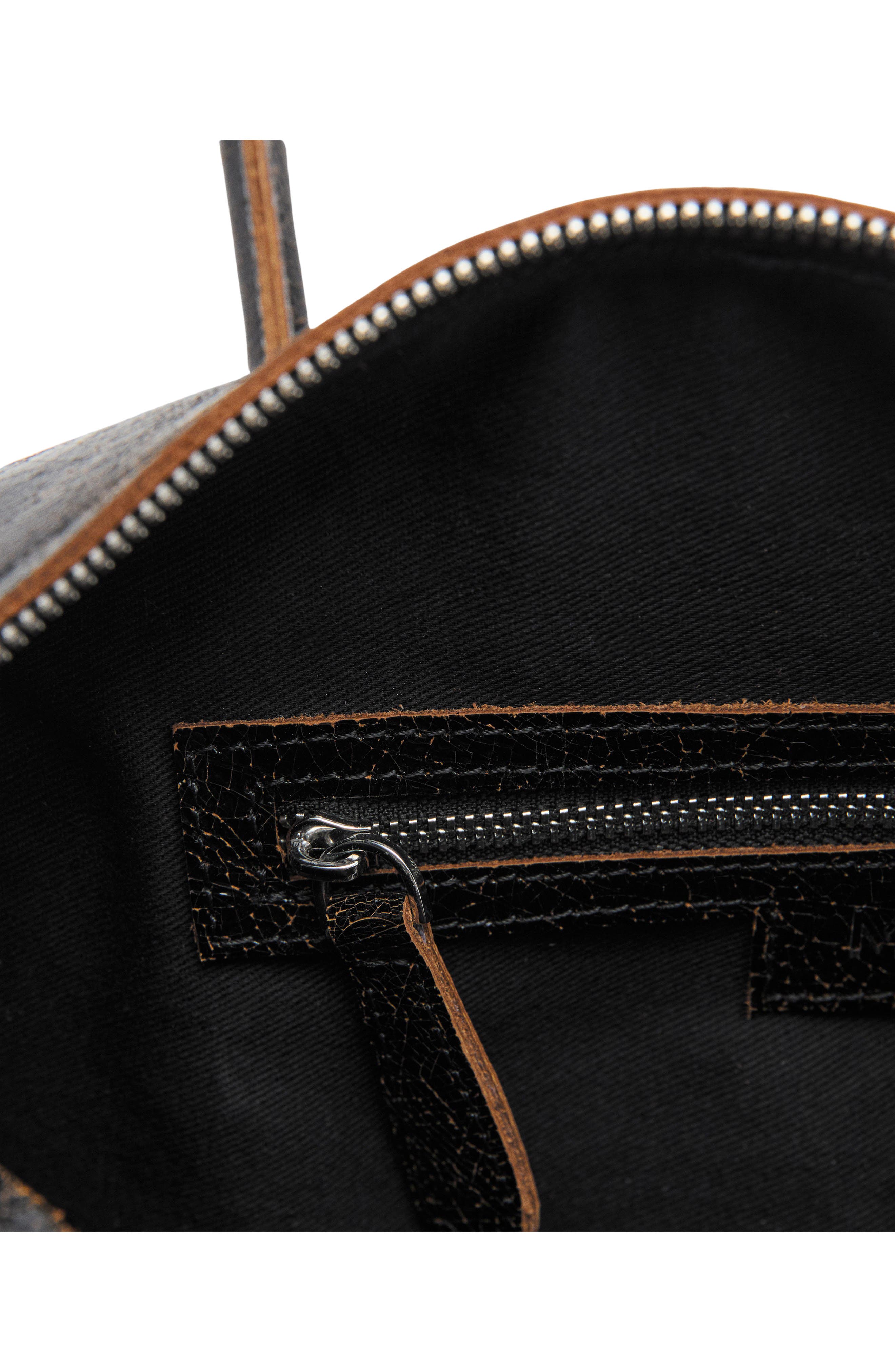 MANGO Leather Shoulder Bag, Alternate, color, Black