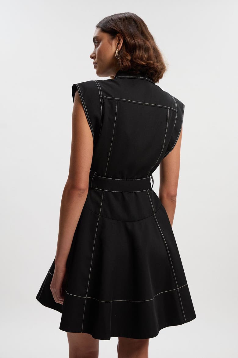 High Neck Mini Dress, Alternate, color, Black