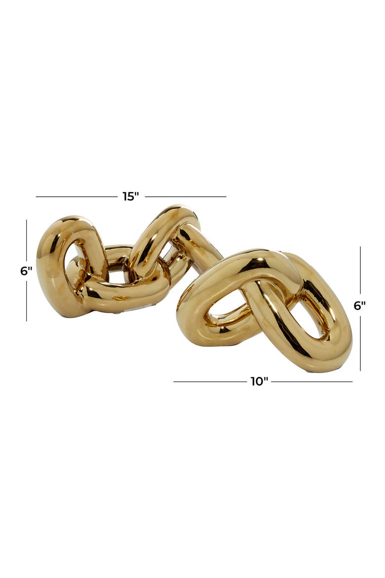 Goldtone Porcelain Chain Sculpture - Set of 2, Alternate, color, GOLD