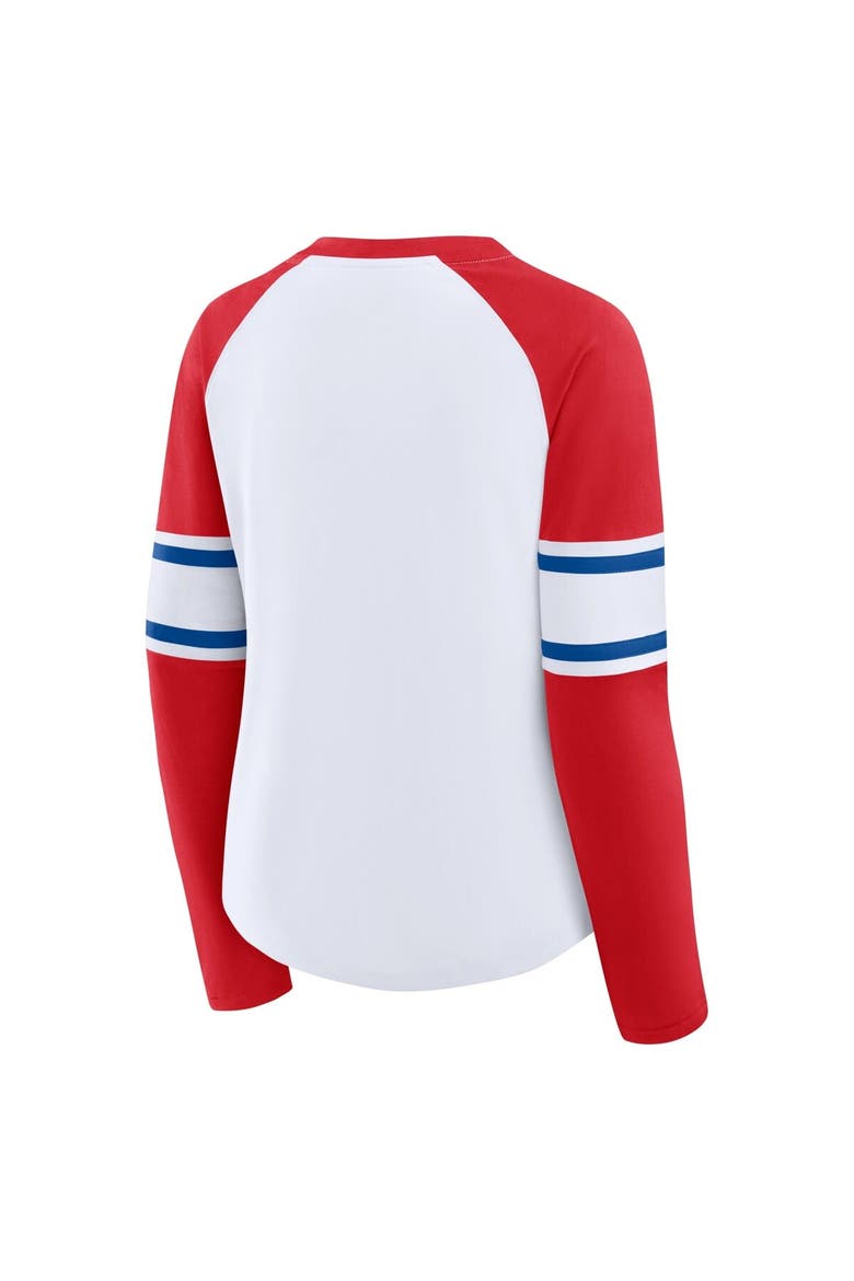 Women's Fanatics White/Red Philadelphia Phillies Blitz Package Raglan Lace-Up V-Neck Long Sleeve T-Shirt, Alternate, color, White