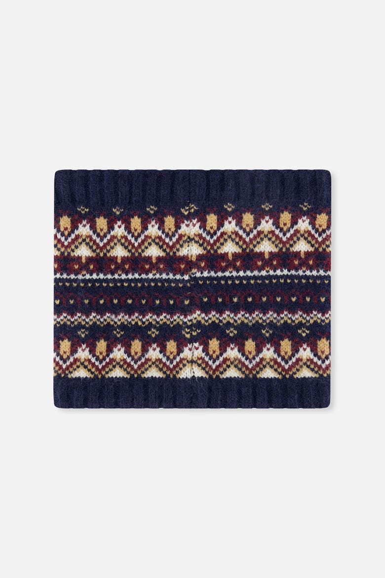 Fair Isle Jacquard Fleece-Lined Knit Neckwarmer, Alternate, color, Blue and Red Jacquard